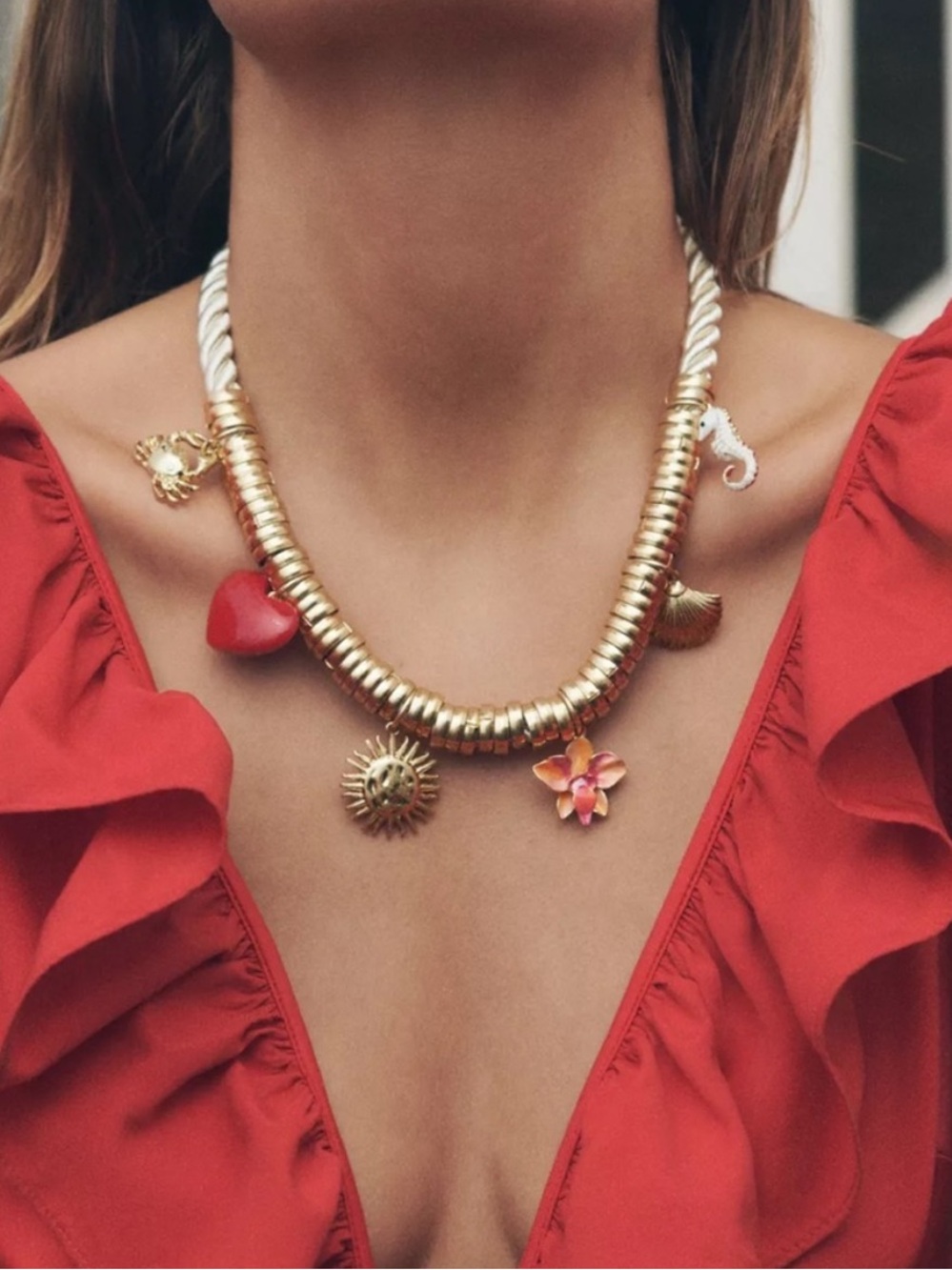 Zara Seashore Charm Cord Necklace. Brand new!